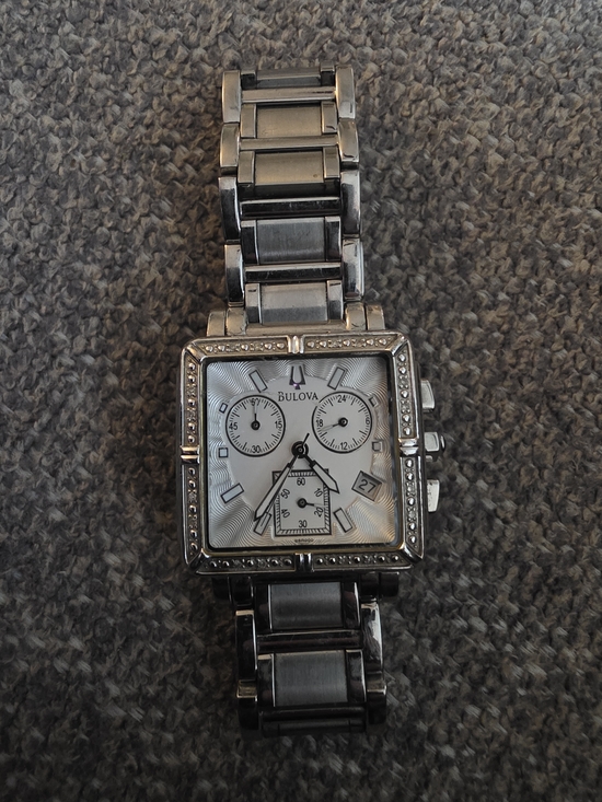 Bulova 96R000 Silver-Tone Square Chronograph Watch main image 2